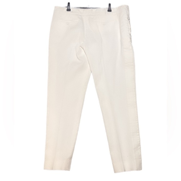 Authentic cream Ferragamo cotton side snap pocket button textured dress pant 44 - Picture 3 of 5